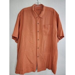 Tommy Bahama Mens Coral 100% Silk Short Sleeve Button Down Hawaiian Shirt XL
